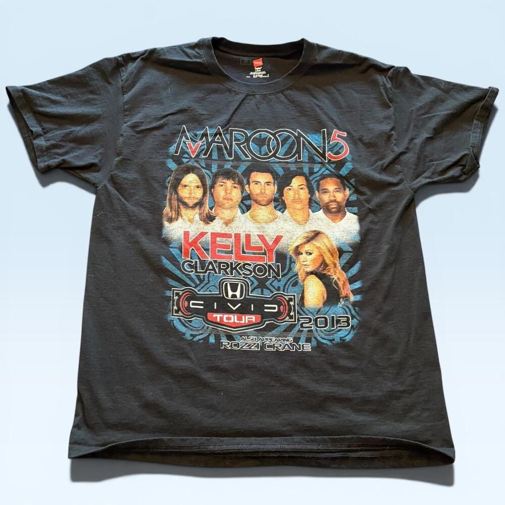 Maroon 5 Kelly Clarkson Shirt Mens Large Black Honda Civic Tour 2013 Tee T-Shirt